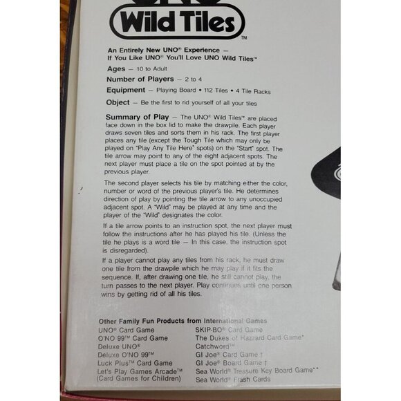Vintage UNO Wild Tiles 1983 Strategy Board Game International Games - Picture 15 of 16